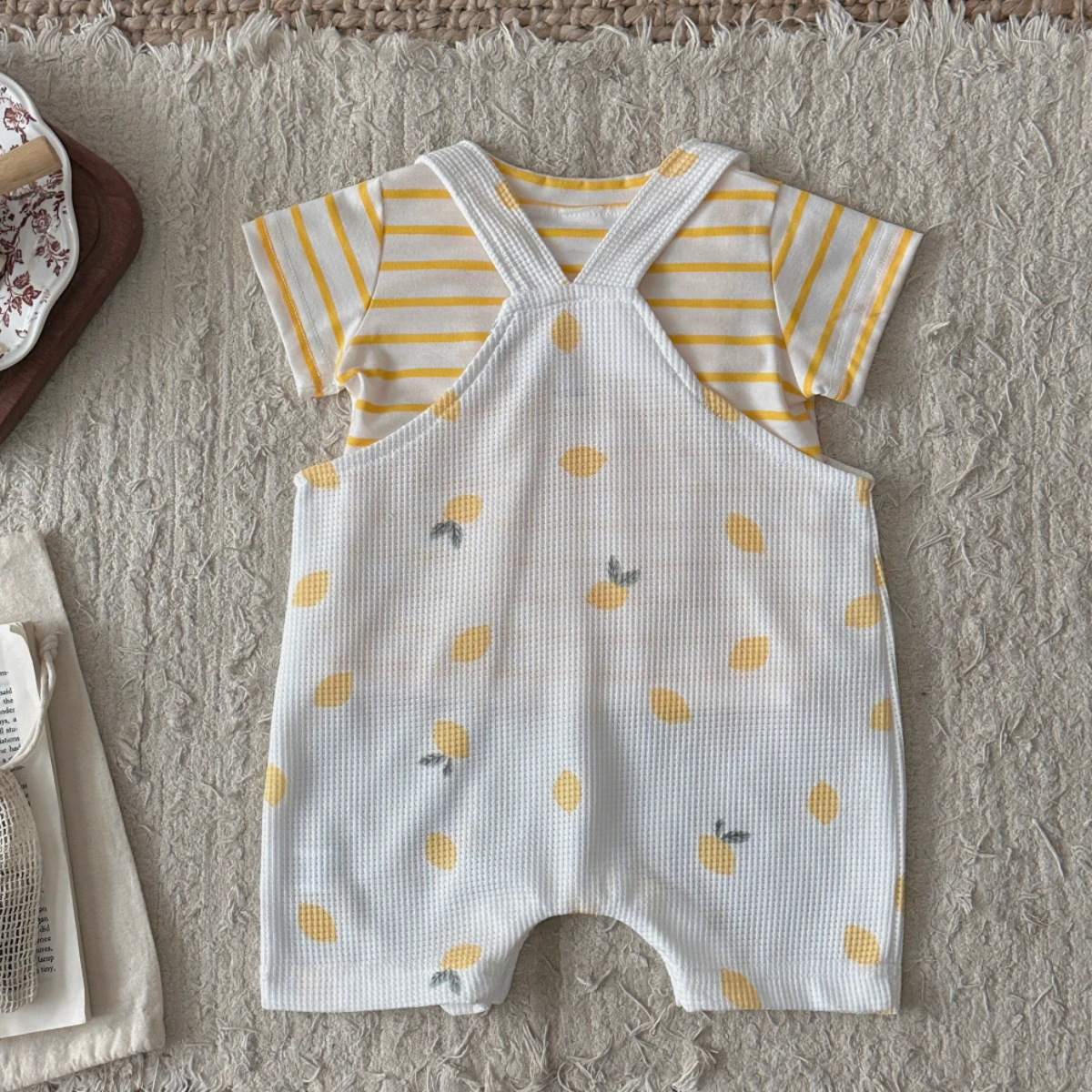 Newborn Baby Boys Girls Jumpsuit Cute Lemon Short Sleeved Jumpsuit Baby Boy Girl Summer Clothing