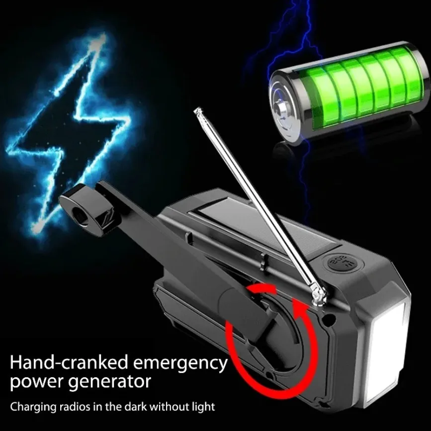 شاحن هاتف USB محمول يعمل بالطاقة الشمسية مجموعات الطوارئ راديو الإسعافات الأولية مع كرنك دينامو AM/FM راديو محطة طاقة التعتيم #4