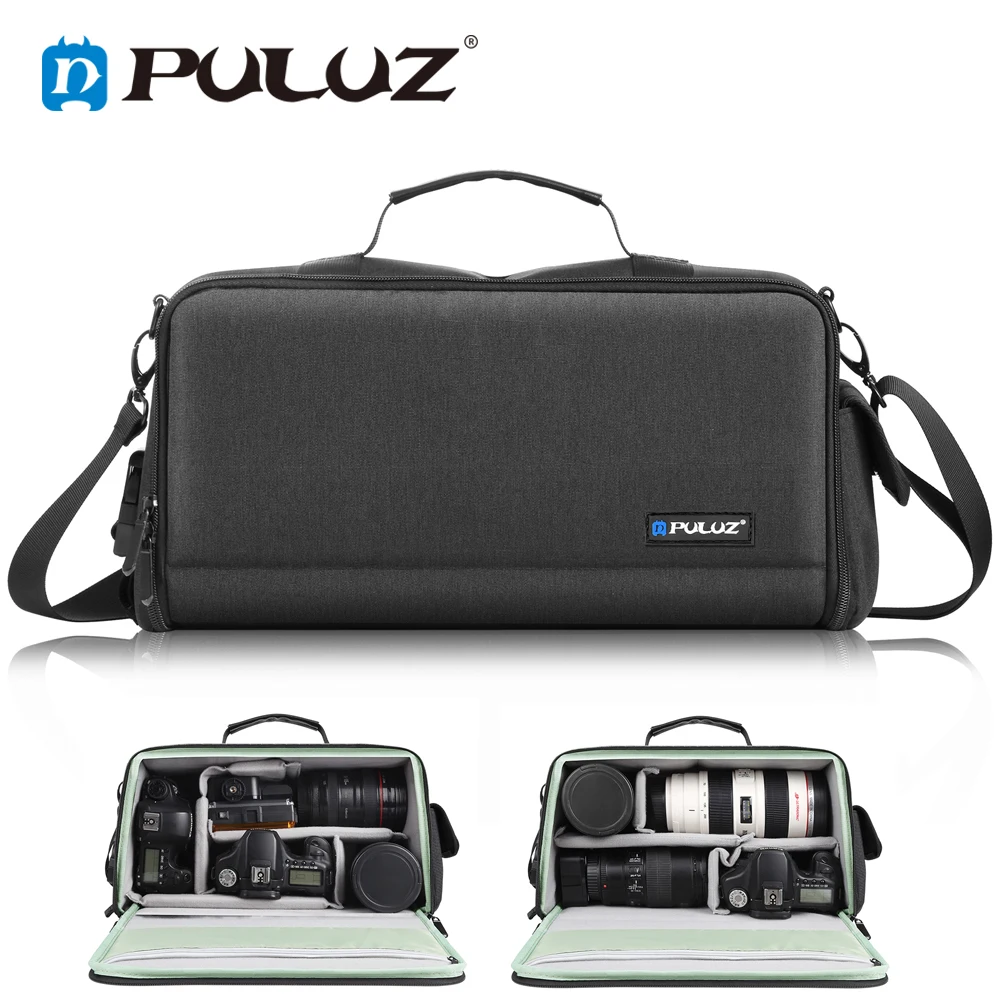 PULUZ DSLR Camera & Lens Shoulder Bag For Nikon Sony Canon Photography Equipment Water-resistant Shoulder Bag For Outdoor Travel