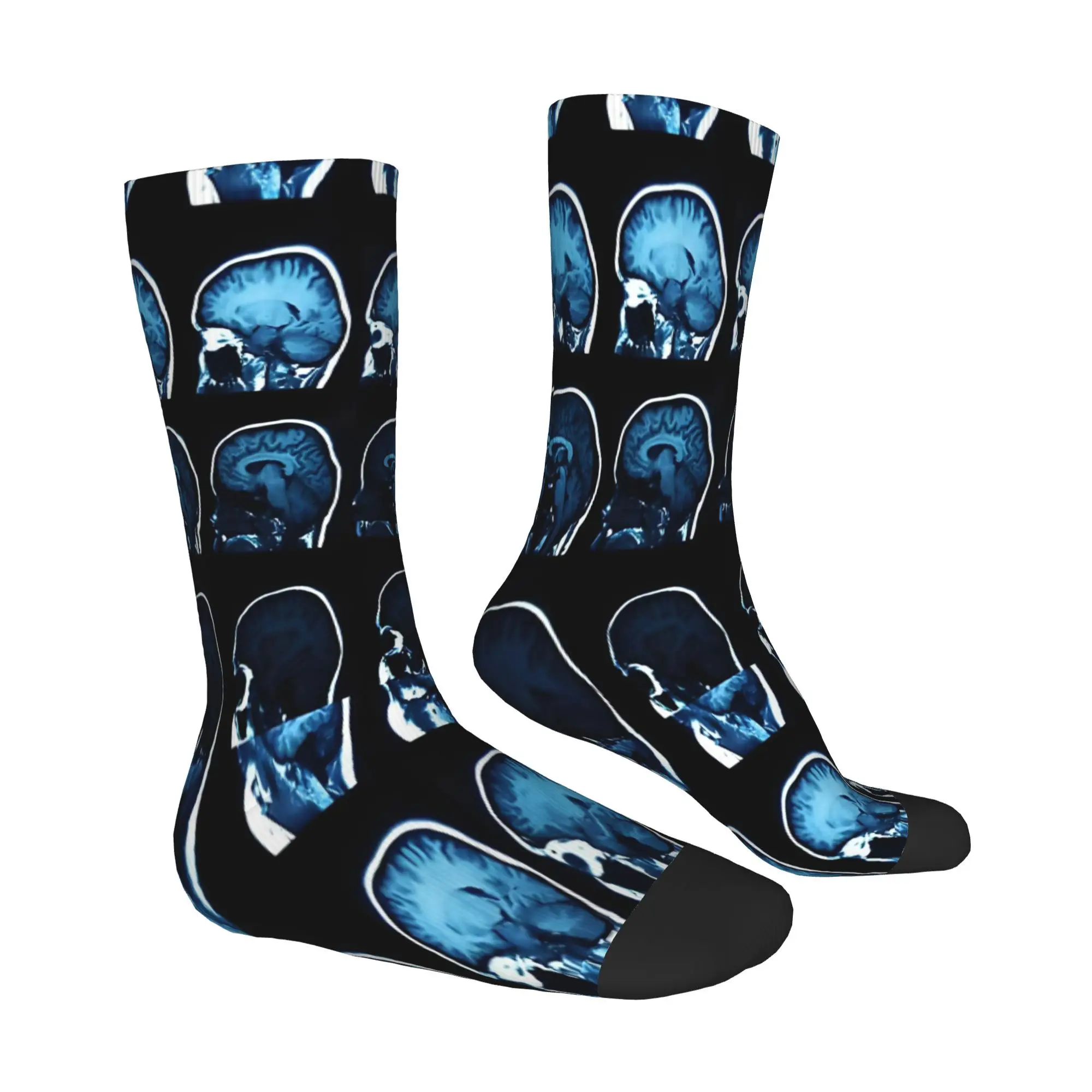 Men's Brain X-Ray Socks Funny Imaging Design with Brain Spinal Cord Print Novelty for MRI Technologists Radiologists Comfortable