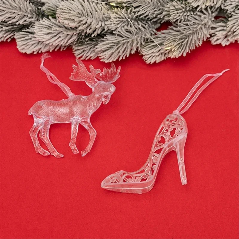 Pack of 2 Clear Acrylic Christmas Tree Ornament Stylish Clear Acrylic Christmas Ornament for Brightening Holiday Tree