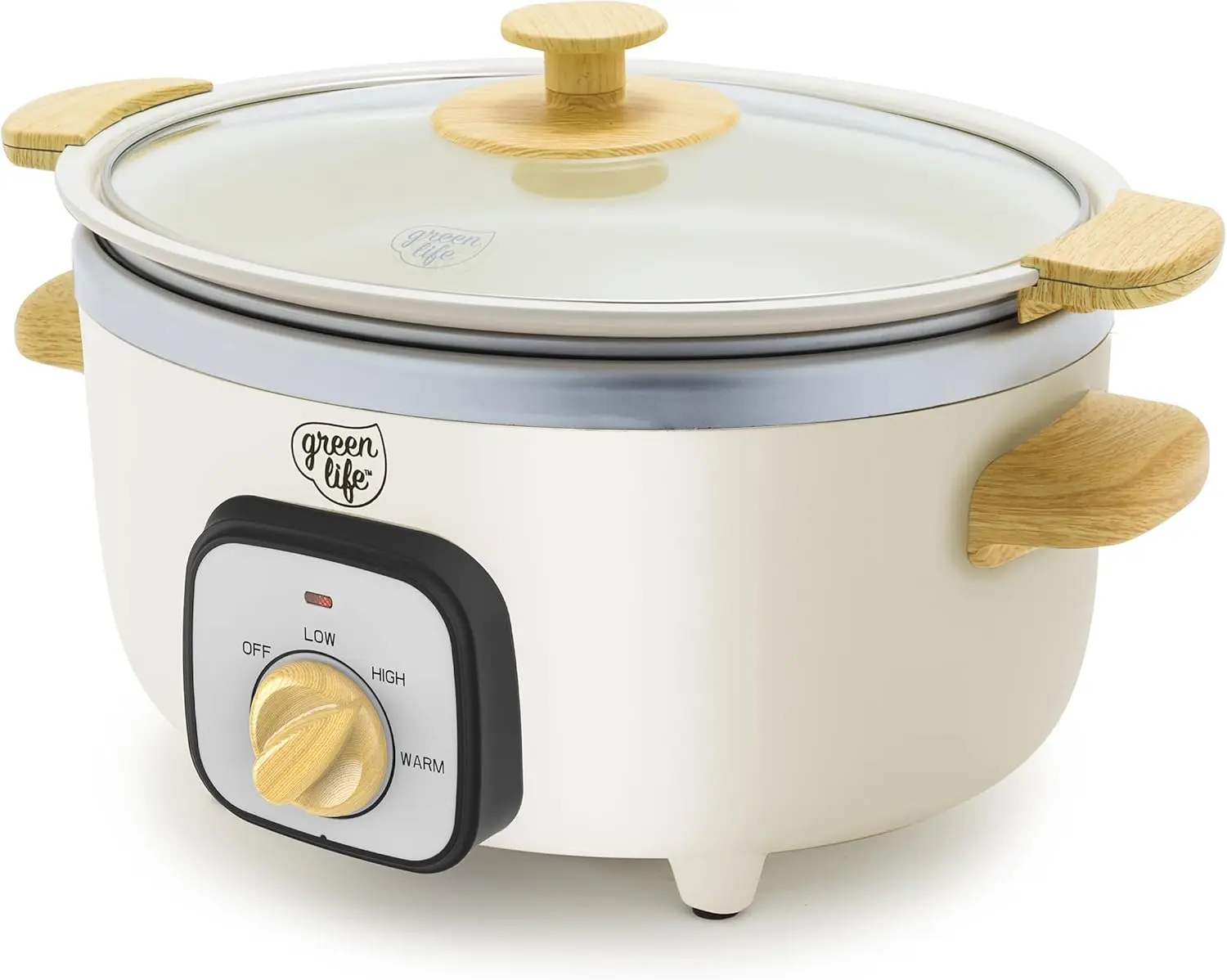 

3.5QT Slow Cooker, Ceramic Nonstick Interior, Programmable, Keep Warm, Stovetop & Oven Safe, Dishwasher Safe, Cream Lid