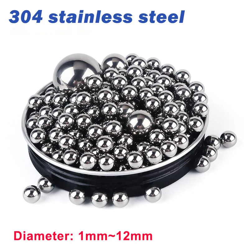 10~1000pcs High Precision 304 Stainless Steel Balls Solid Smooth Bearing Steel Ball Spherical Bead Ball Diameter 1mm~ 12mm