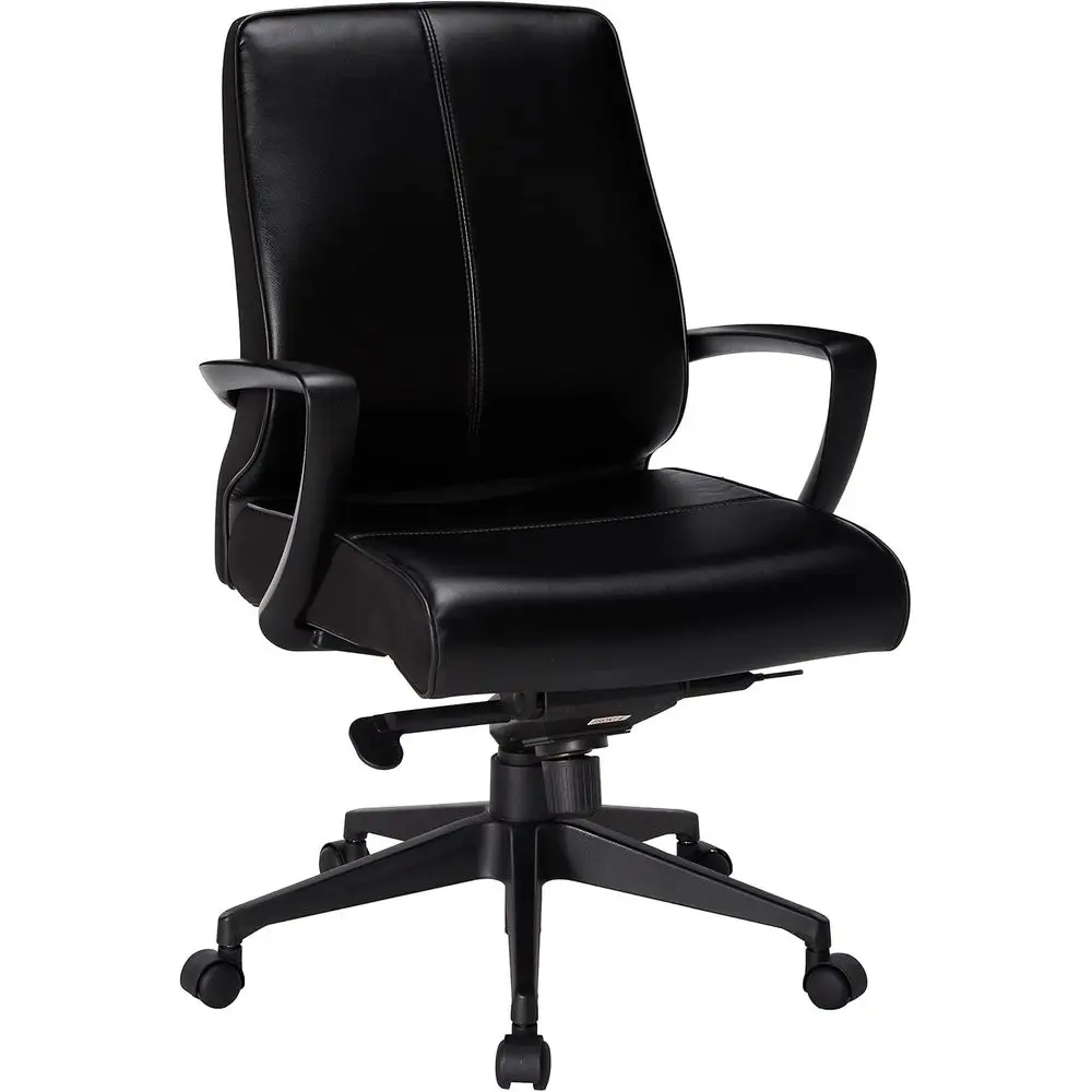 

Эргономичное вращающееся кресло со средней спинкой, регулируемым наклоном и высотой, черное кожаное офисное кресло