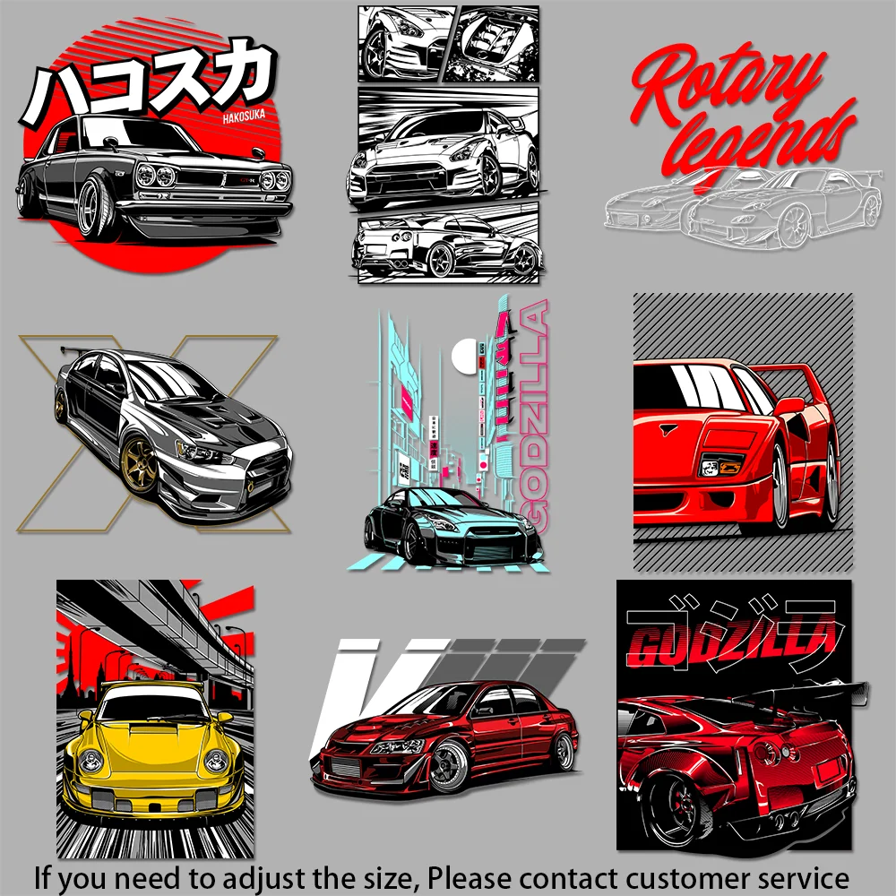Iron-on Transfers for Clothing Retro Car Motif Racing Scene Graphic Born to Speed Quick - drying Heat Transfer DIY Craft