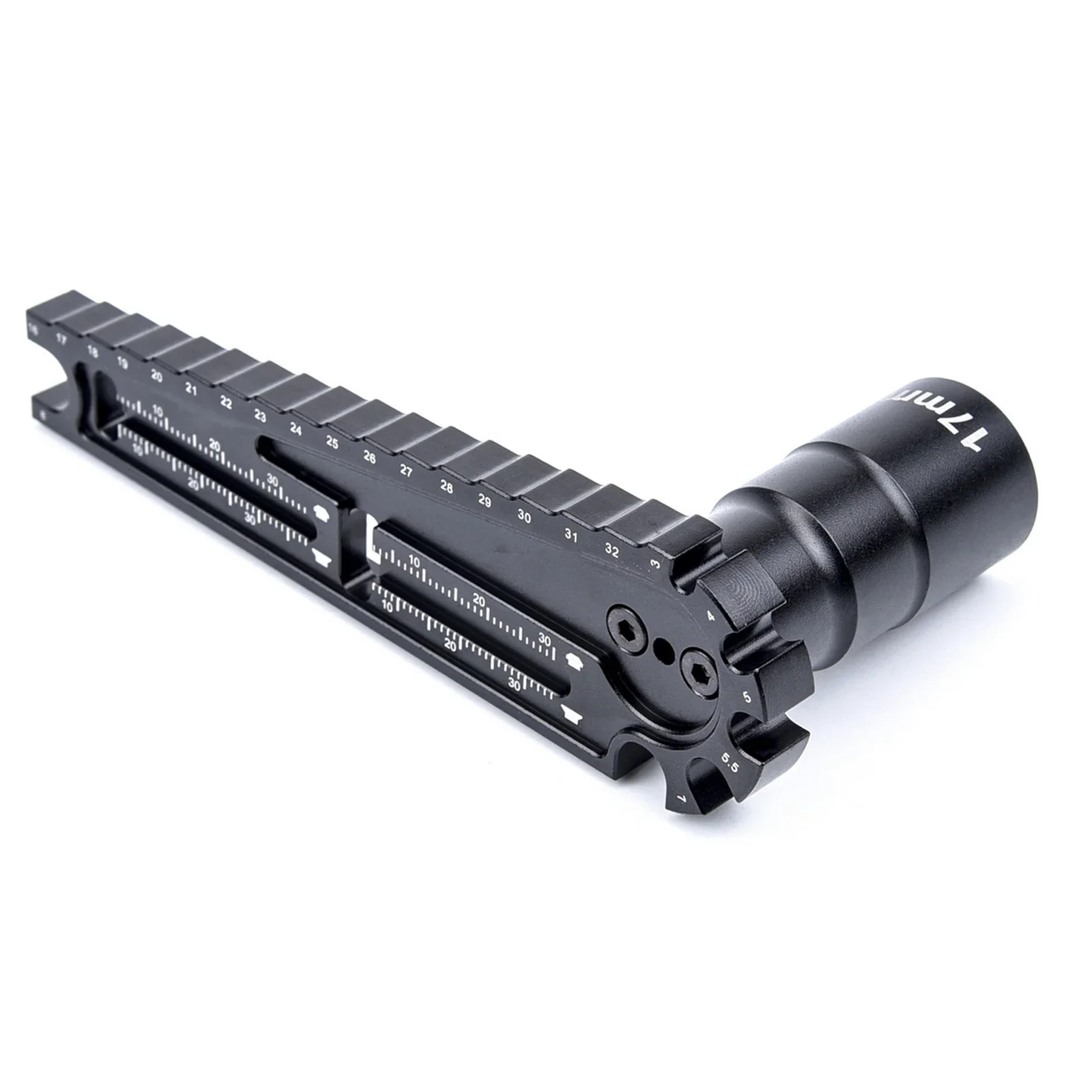 

RC Car Maintenance Tool - 17mm & 8mm Hex Nut Installer with Adjustable Wheel Shunting Ruler, Durable Aluminum Construction