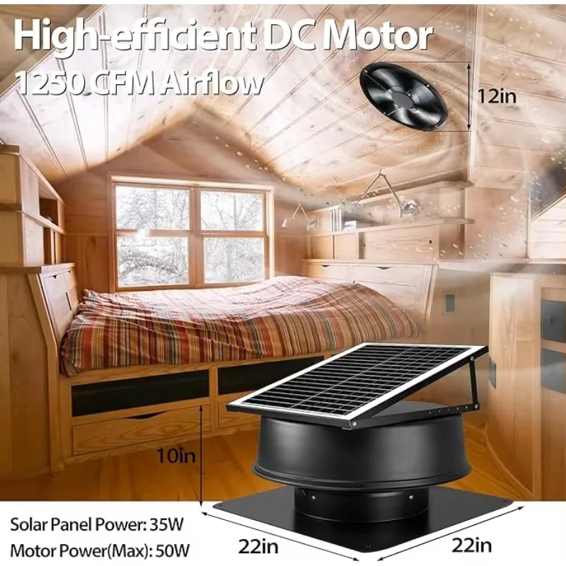 Industrial Heat Extraction 35W Solar Powered Axial Flow Fans High Speed Air Conditioning Attic DC Roof Ventilation Exhaust Fan