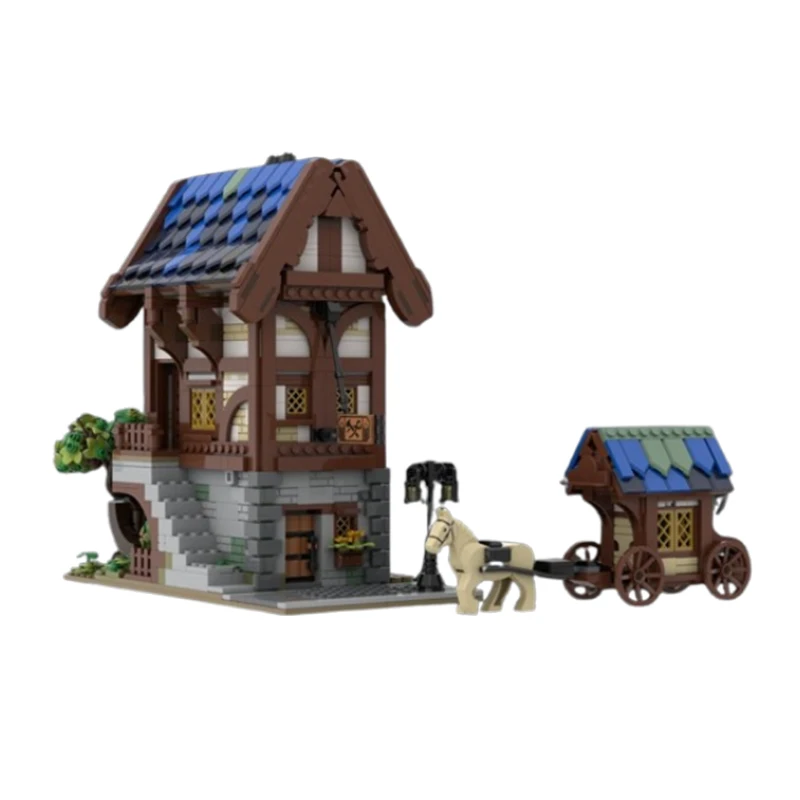 Spot MOC-153710 medievale Street House Architecture Series House Puzzle giocattolo fai da te modello ornamento regalo