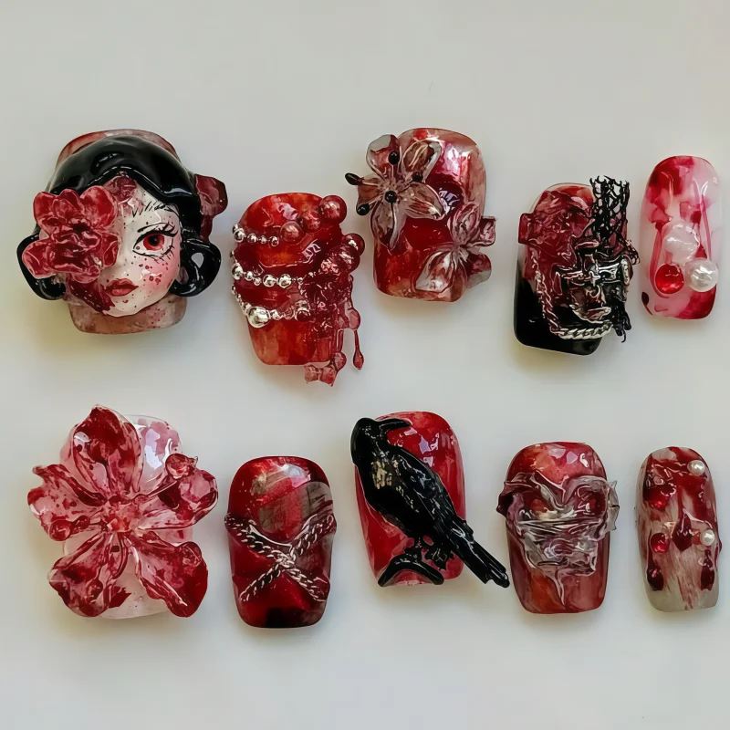 Dunkle Themen-Nagelkunstform, Silikonform für Augapfel-Puppen-Gesicht, 3D-Dekorationen, Krähemasken-Design, Einzelstück, Schönheitswerkzeug – Detail 4