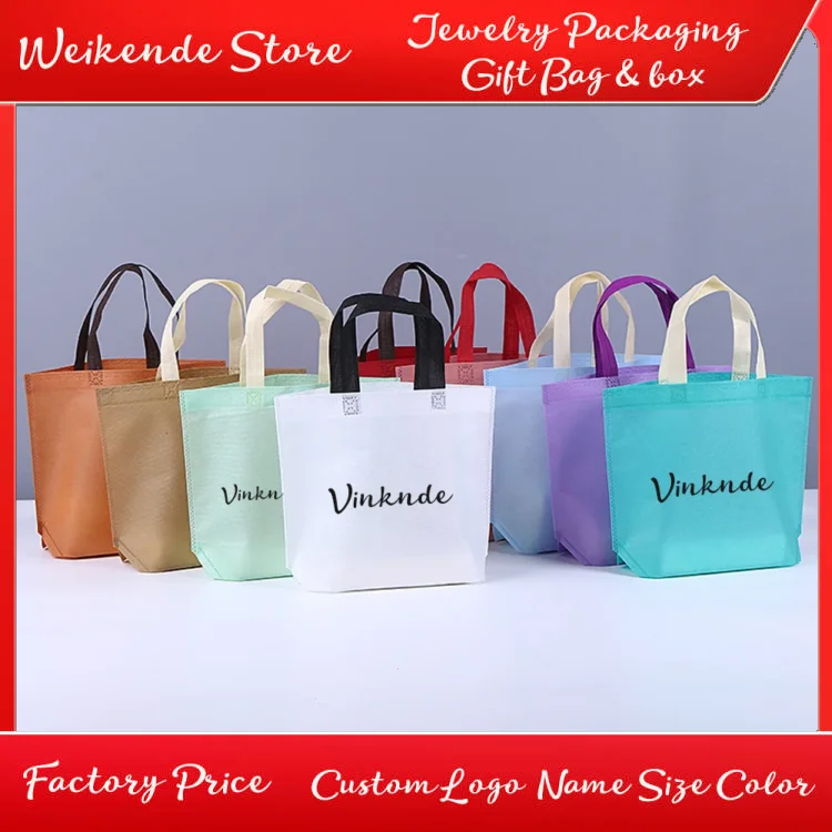 

Custom Logo Applique Printed Non-Woven Party Favor Bags Reusable Grocery Shopping Tote Bags Bulk With Handles For Christmas Gift
