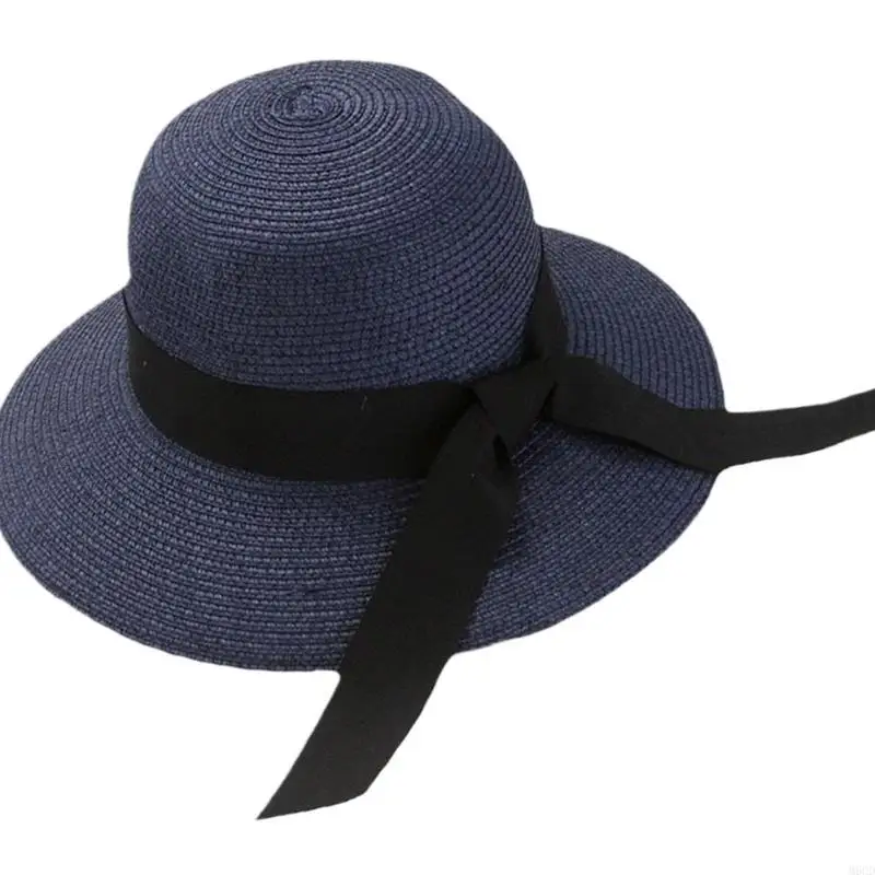 قبعة صياد السمك من القش القابلة للتنفس M6CD للنساء توفر تغطية ممتازة للشمس لقضاء عطلة الشاطئ والأنشطة اليومية #5