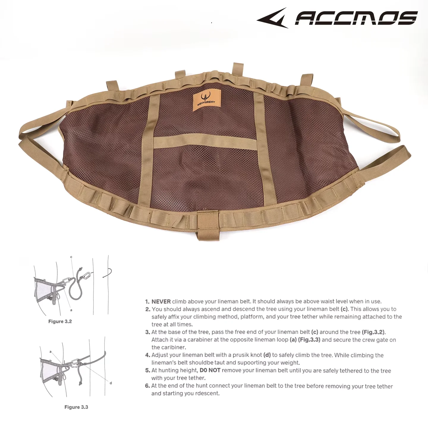 Comfortable Tree Saddle Seat with Lineman's Belt And Carabiners for Archery Hunting Shooting Climbing - Outdoor Adventure