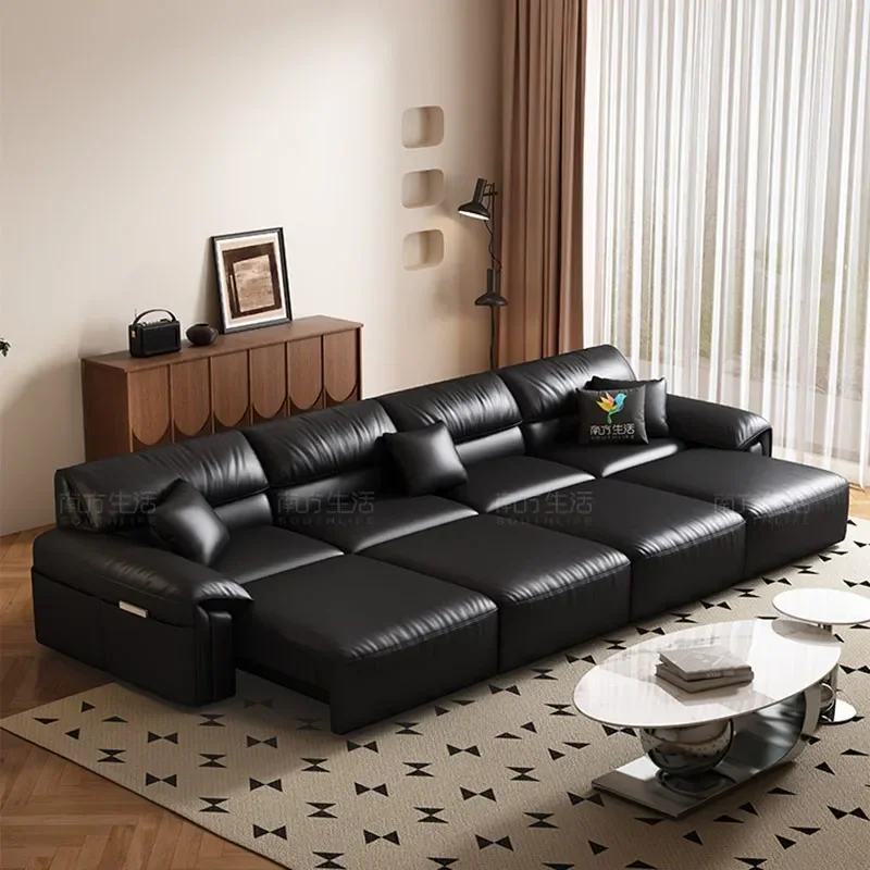 살롱 방수 거실 소파 블랙 팔걸이 슬리퍼 라운지 전기 소파 럭셔리 디자이너 라운지 Divano 트렌디 가구