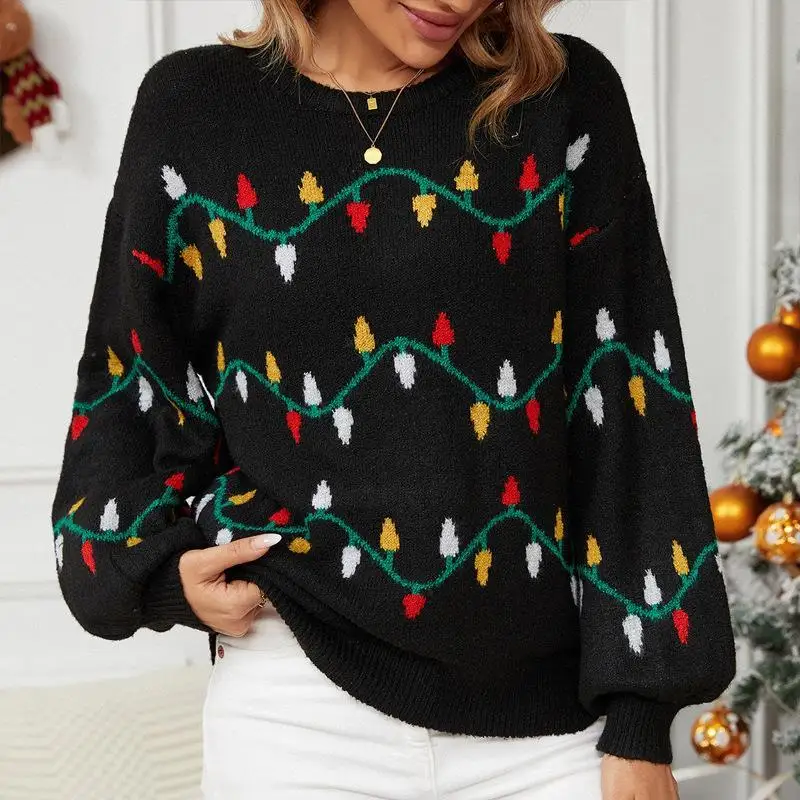 

Loose Cisas Knitwear Sweet Overhead Cross-Border Women's Faionable Sweater Long Sve Tee-acetate Fiber Cisas Ni...