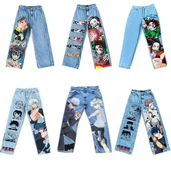 Y2K jeans larghi Anime Harajuku stampa modello Vintage Streetwear moda Hip Hop uomo donna jeans Casual a vita alta a gamba larga