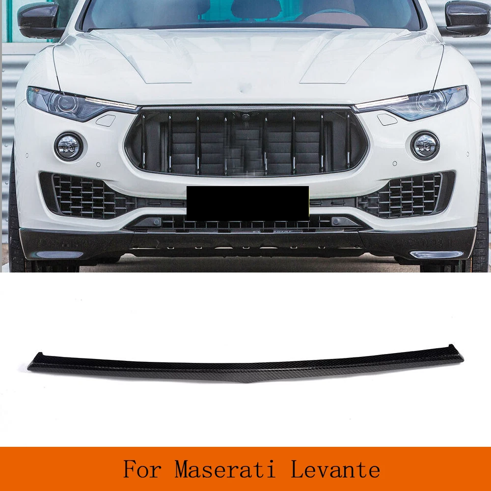 

For Maserati Levante Base and S Sport Utility 4-Door Carbon Fiber Car Front Bumper Middle Mesh Grill Decoration Trim 2017 2018