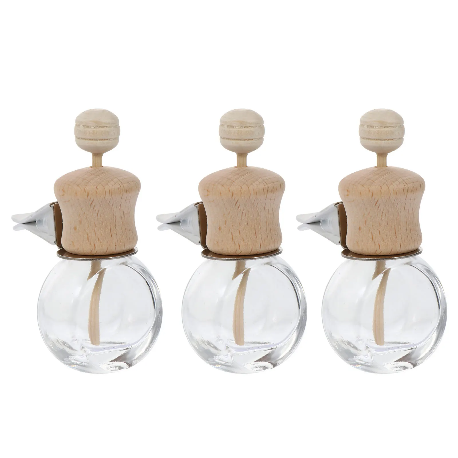 

3Pcs Car Aroma Diffuser Bottle Wooden Lid Rotatable Air Vent Essential Oil Bottle Aromatherapy Freshener for Auto Car Air