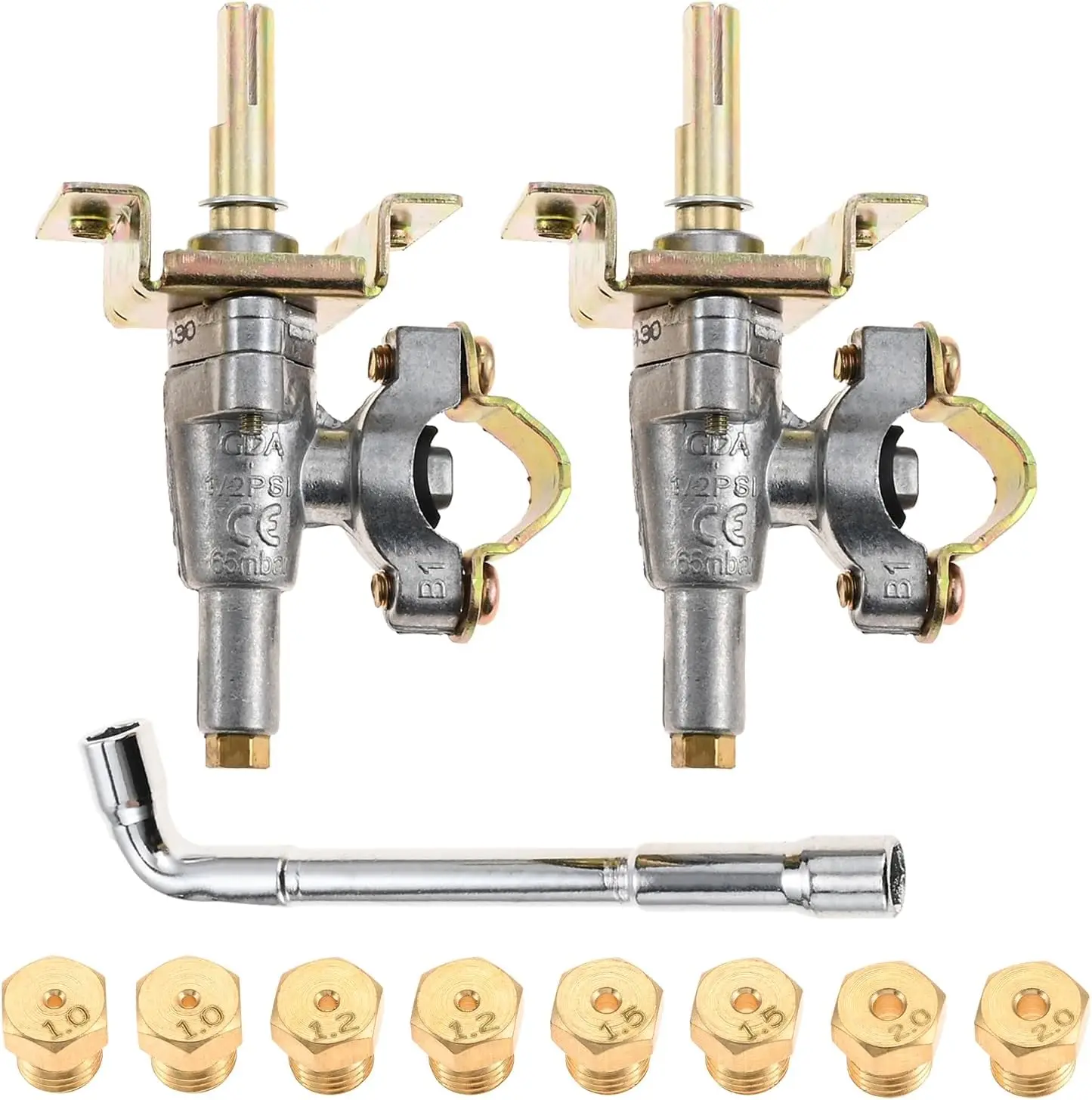 

2 шт. регулирующий клапан газа с 1 гаечным ключом, 8 форсунок природного газа для настольной сковороды Blackstone диаметром 36 дюймов, 4 горелки и 2 горелки, гриль-гриль 1554 1565