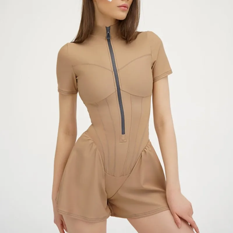 جديد إمرأة مثير Bodycon زمم الجولة الرقبة قصيرة الأكمام فستان قصير رومبير عالية تمتد متماسكة كلوبوير حفلة الزي 2025 الخريف