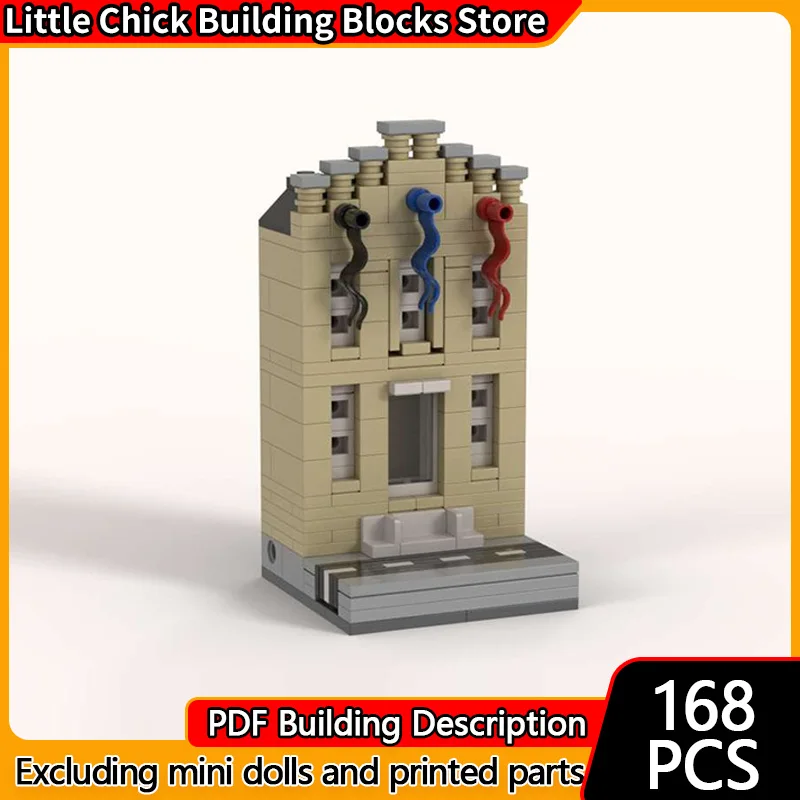 

Модель City Street View MOC, строительные кирпичи, городской центр, модульная технология, детские праздничные подарки, сборка игрушек, костюм