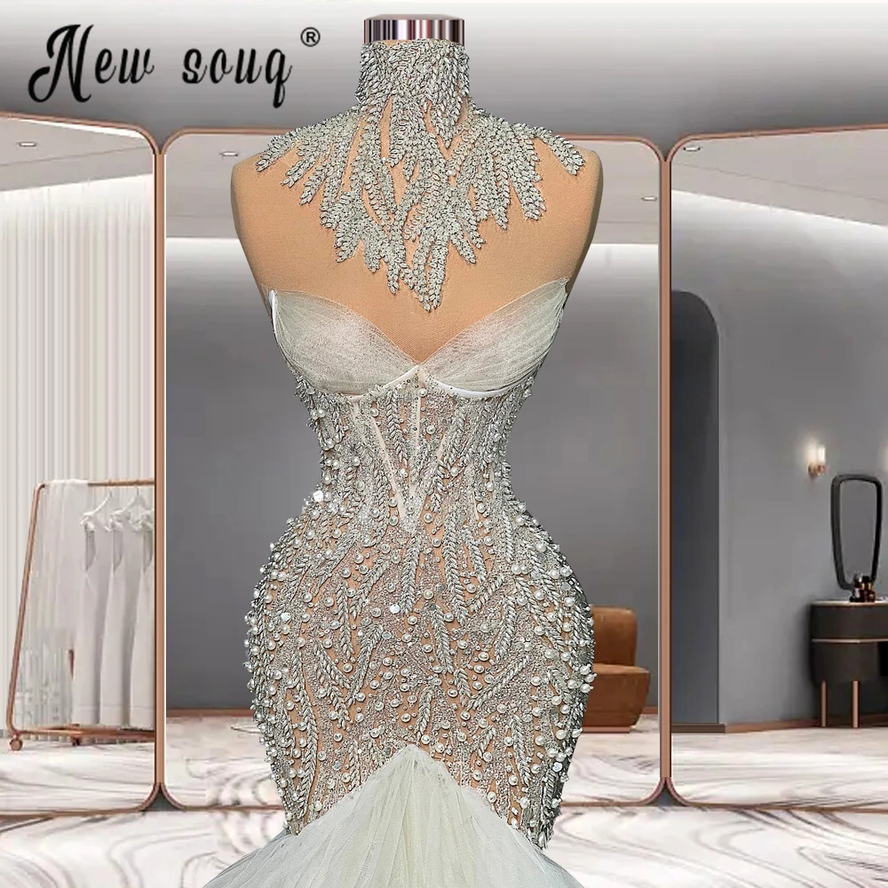 Luxury 2023 Wedding Dresses Custom Made Tiered Dubai Long Celebrity Bridal Gowns Handmade Beaded Crystals Vestido De Casamento