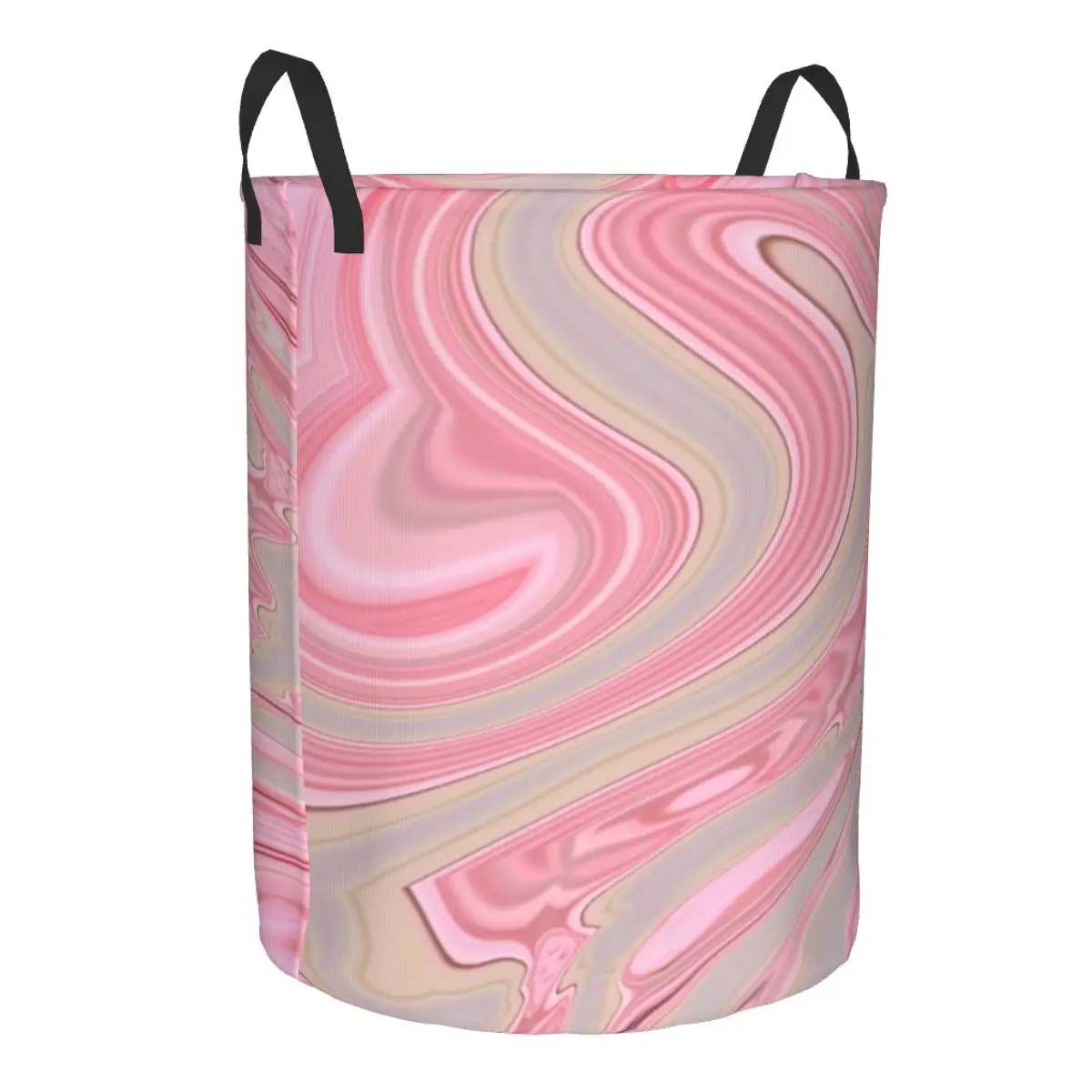 Custom Girly Elegant Pastel Colors Pink Marble Swirls Laundry Basket Collapsible Large Clothes Storage Bin Baby Hamper