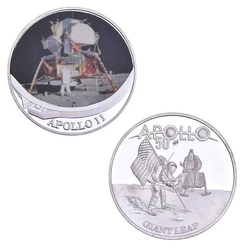 Moon Landing Astronaut Commemorative Coin, Gold-Plated Apollo Moon Collectible Coin Home Decoration