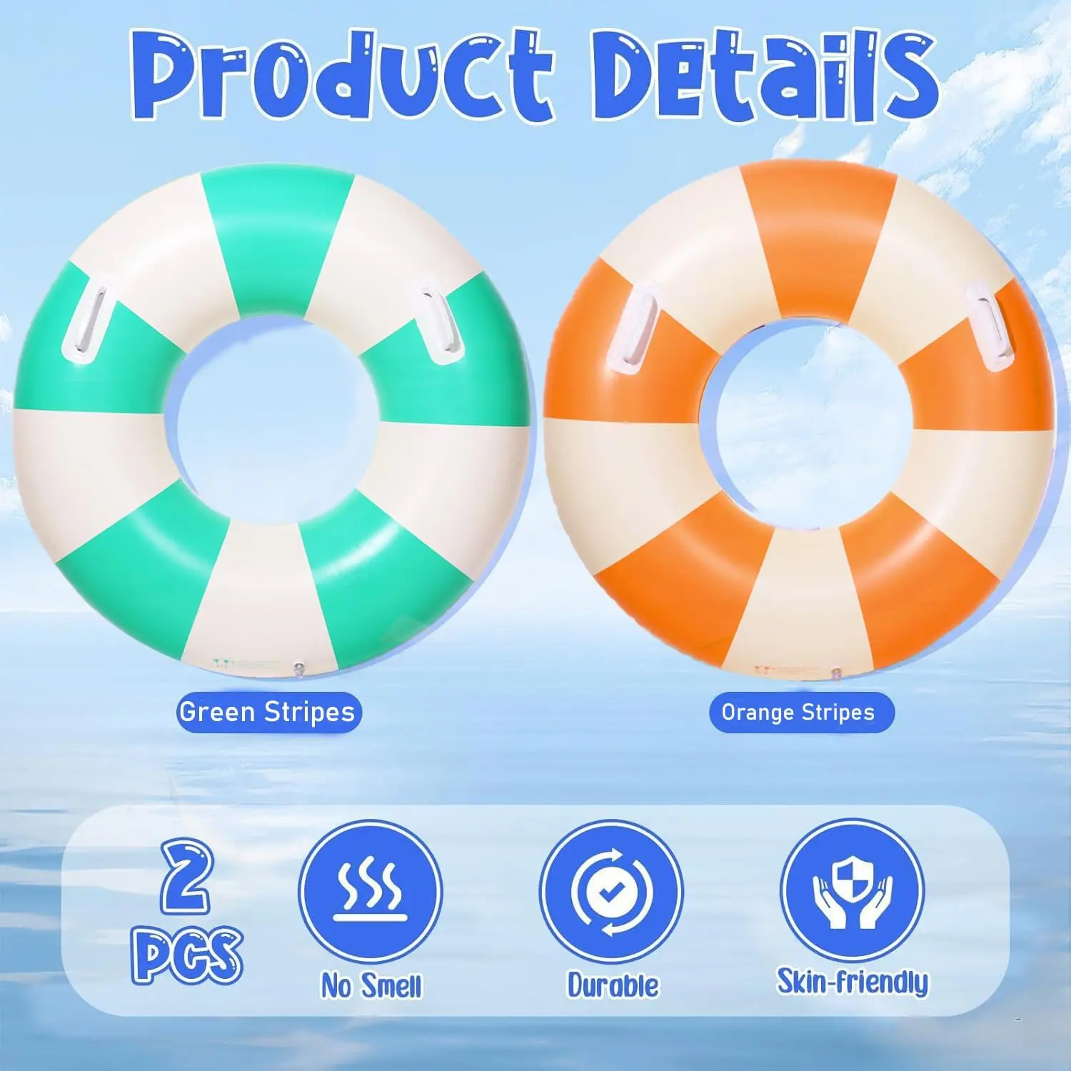 2PCS Large Swimming Pool Tubes Inflatable Pool Floats for Adult Swim Ring Floaties Inflatable Swimming Pool Raft Summer Beach Lo