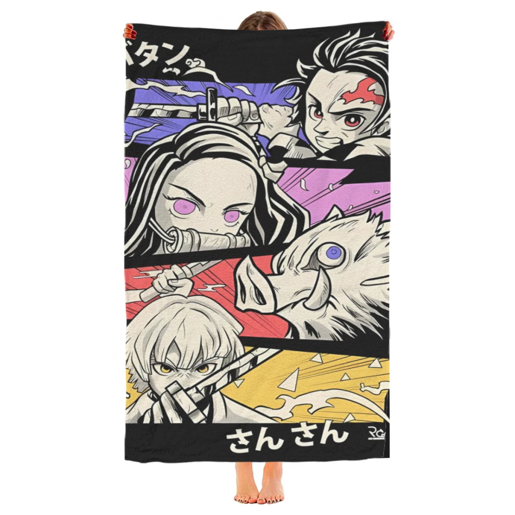 

Quick Drying Beach Towels Demon Slayer Graphic Anime Oversized 30x60inch Printing Towel Super Absorbent Pool Towel Blanket