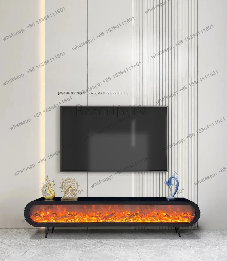 New Black Decoration Tv Cabinet Light Simulated Flame Designer Fireplace Tv Cabinet Lounges Modern Mueble De Tv Furniture For Ho