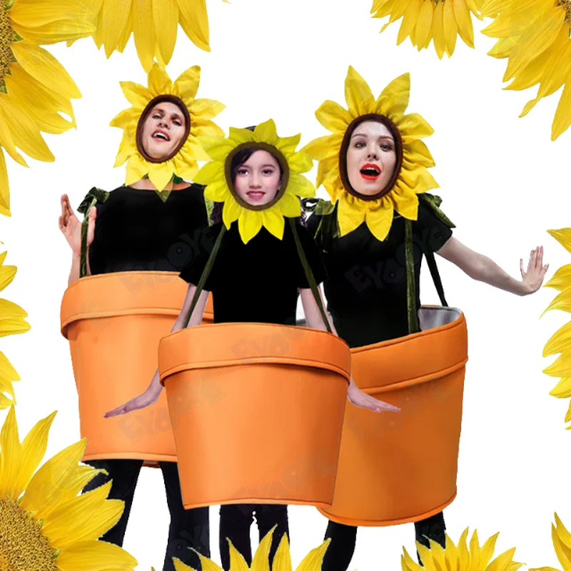 

Children'S Day Campus Adult And Child Cosplay flower Plant Potted Humorous Parent-Child Costume School Garden Decoration