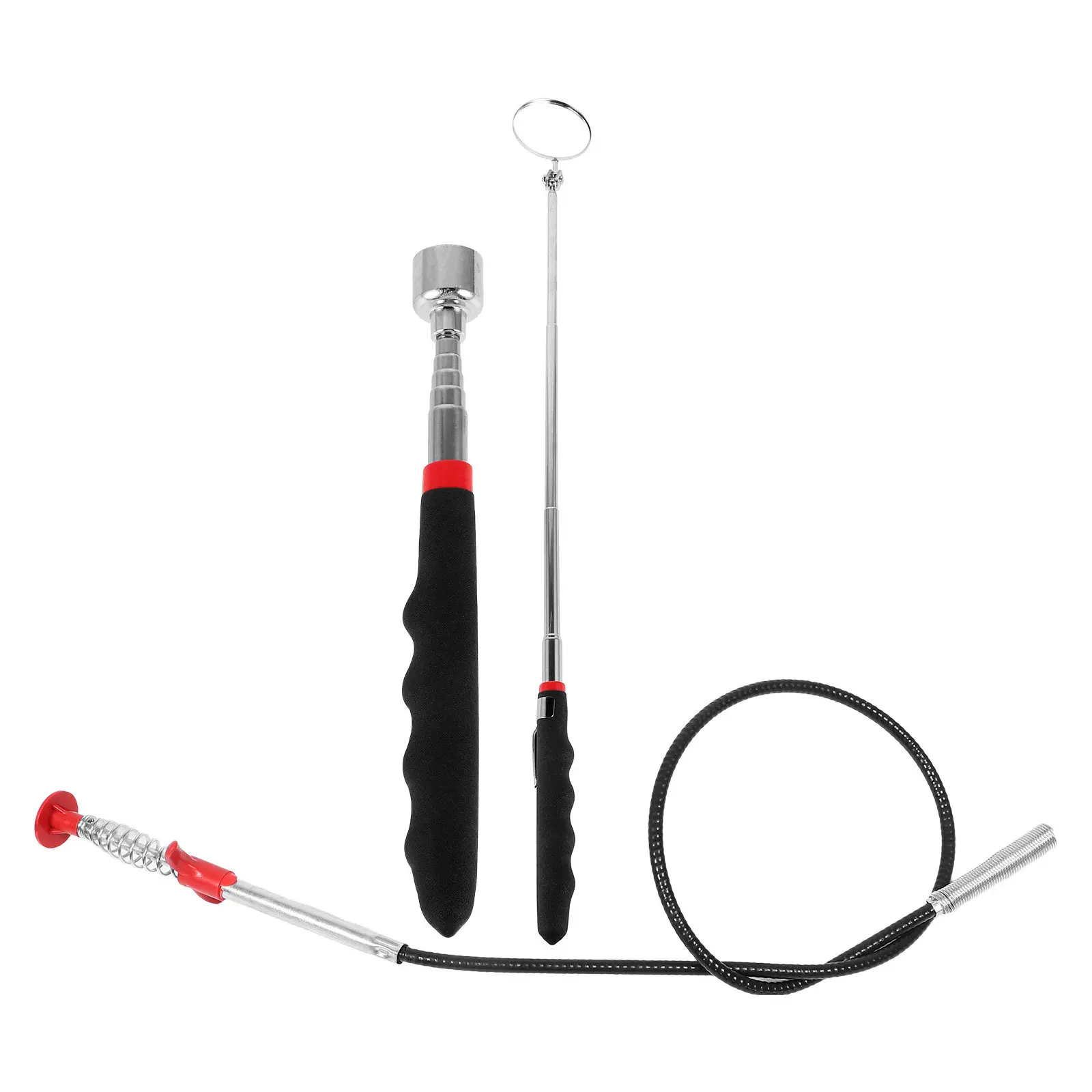 1Set Inspection Mirror Set Telescoping Magnetic Pick Up Stick Extendable Inspection Tool for Vehicle Mechanic Repair