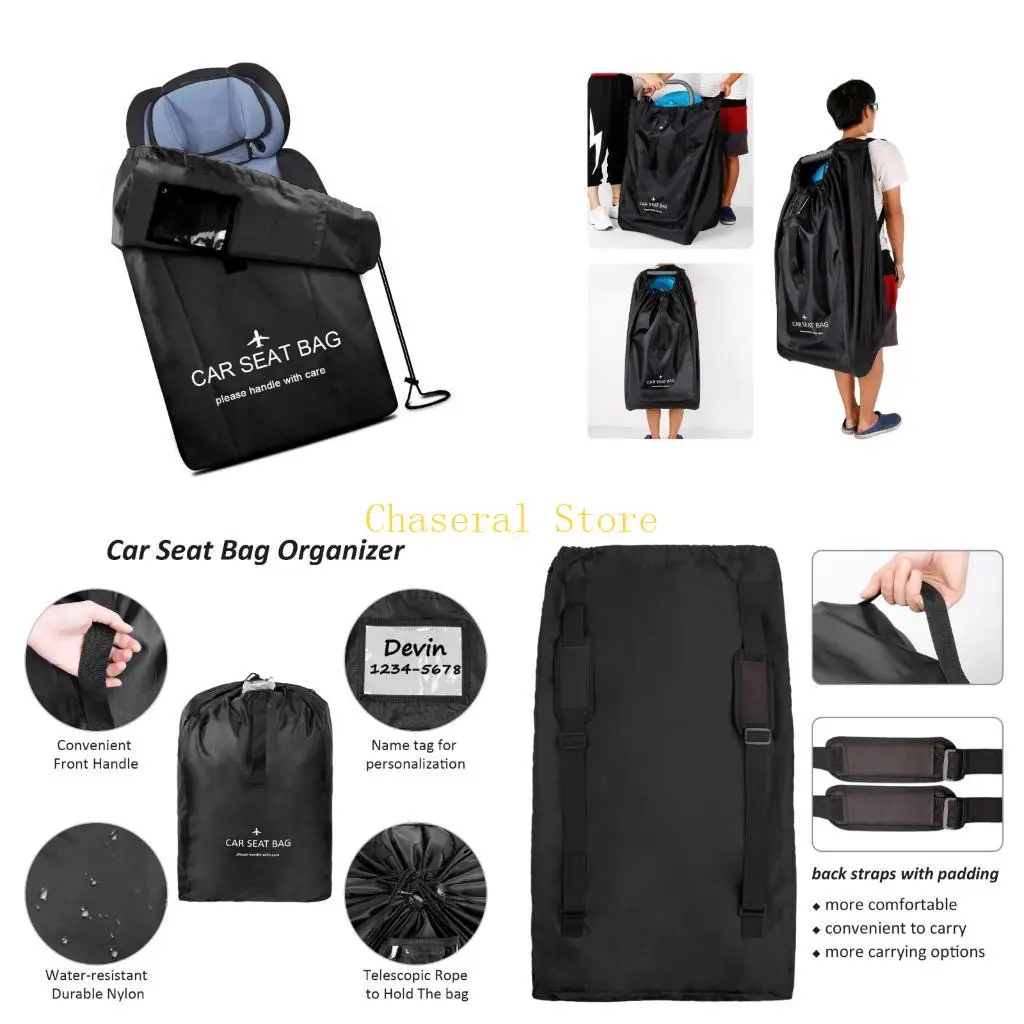 E7CE Universal Foldable Travel Backpack Bag for Infant Safety Seats Compact Storage
