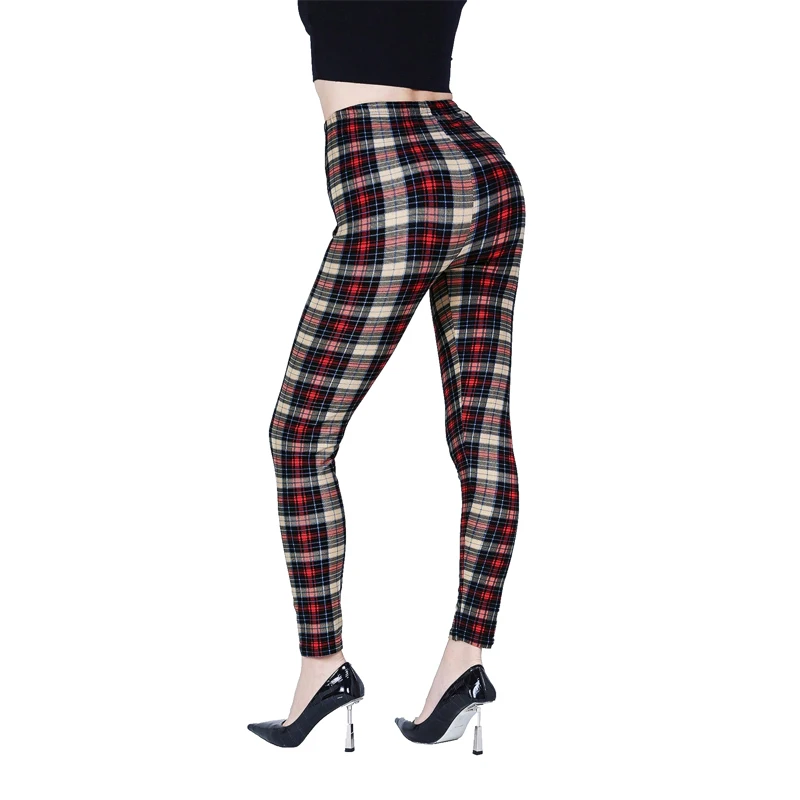 Khaki Plaid WOMEN\'S Sports and Fitness Leggings