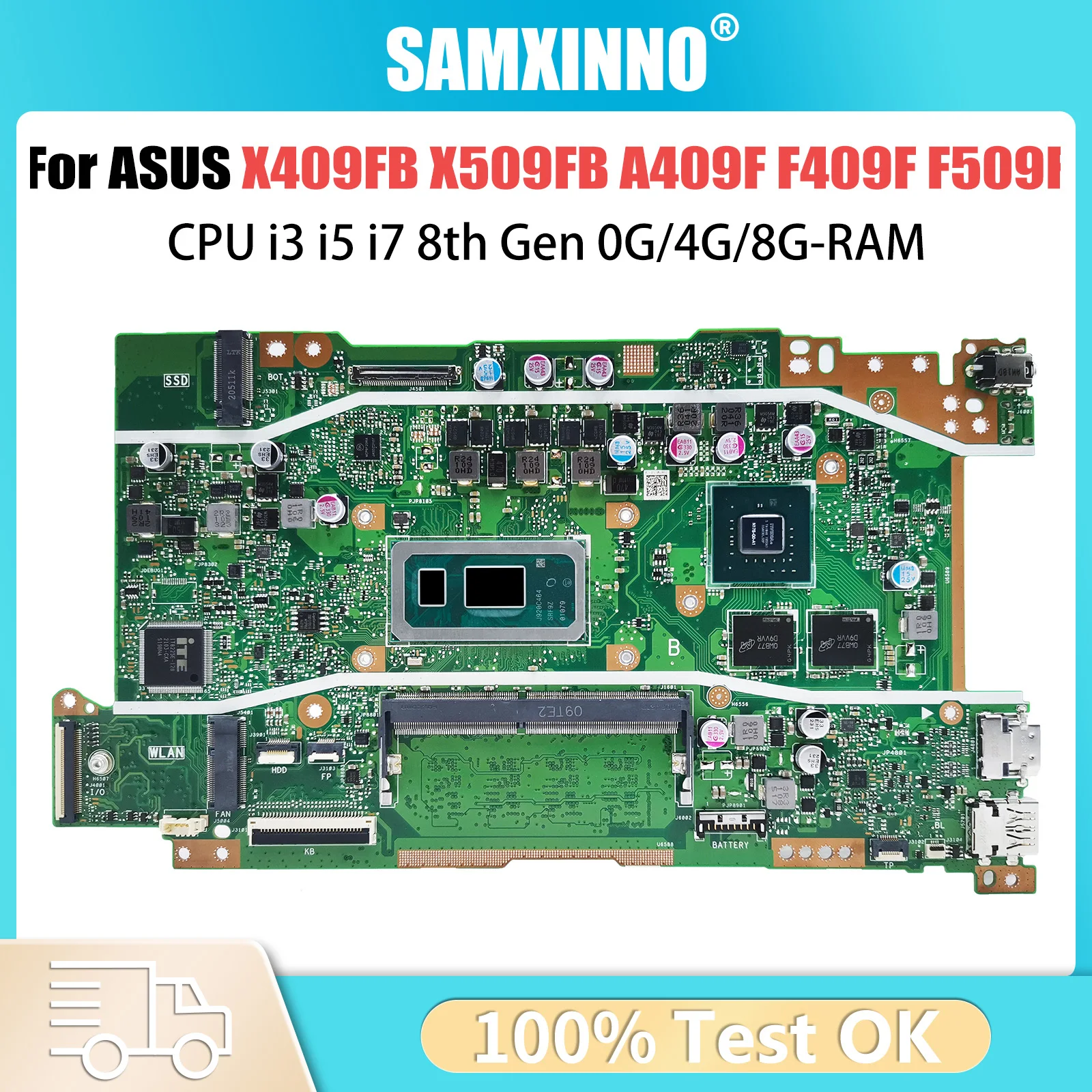 X409F Notebook Mainboard For ASUS X409FB X509FB A409F F409F F509F A509F Laptop Motherboard CPU I3 I5 I7 8th Gen 0G/4G/8G-RAM