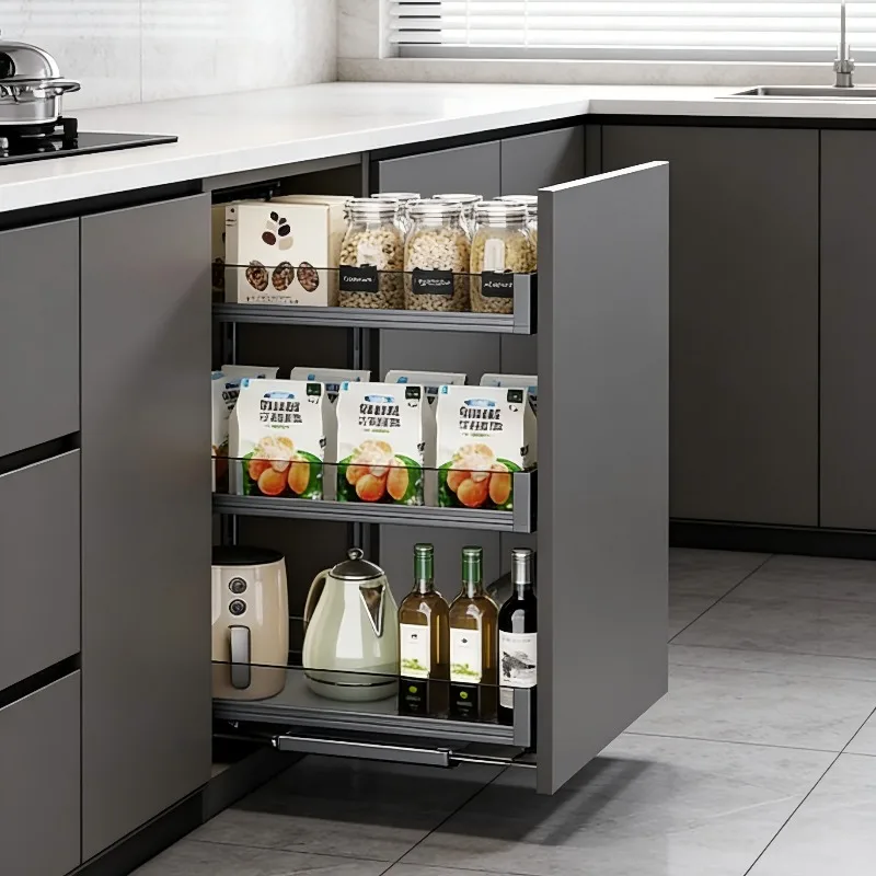 High cabinet basket, kitchen cabinet side shelf, shallow storage snack cabinet basket