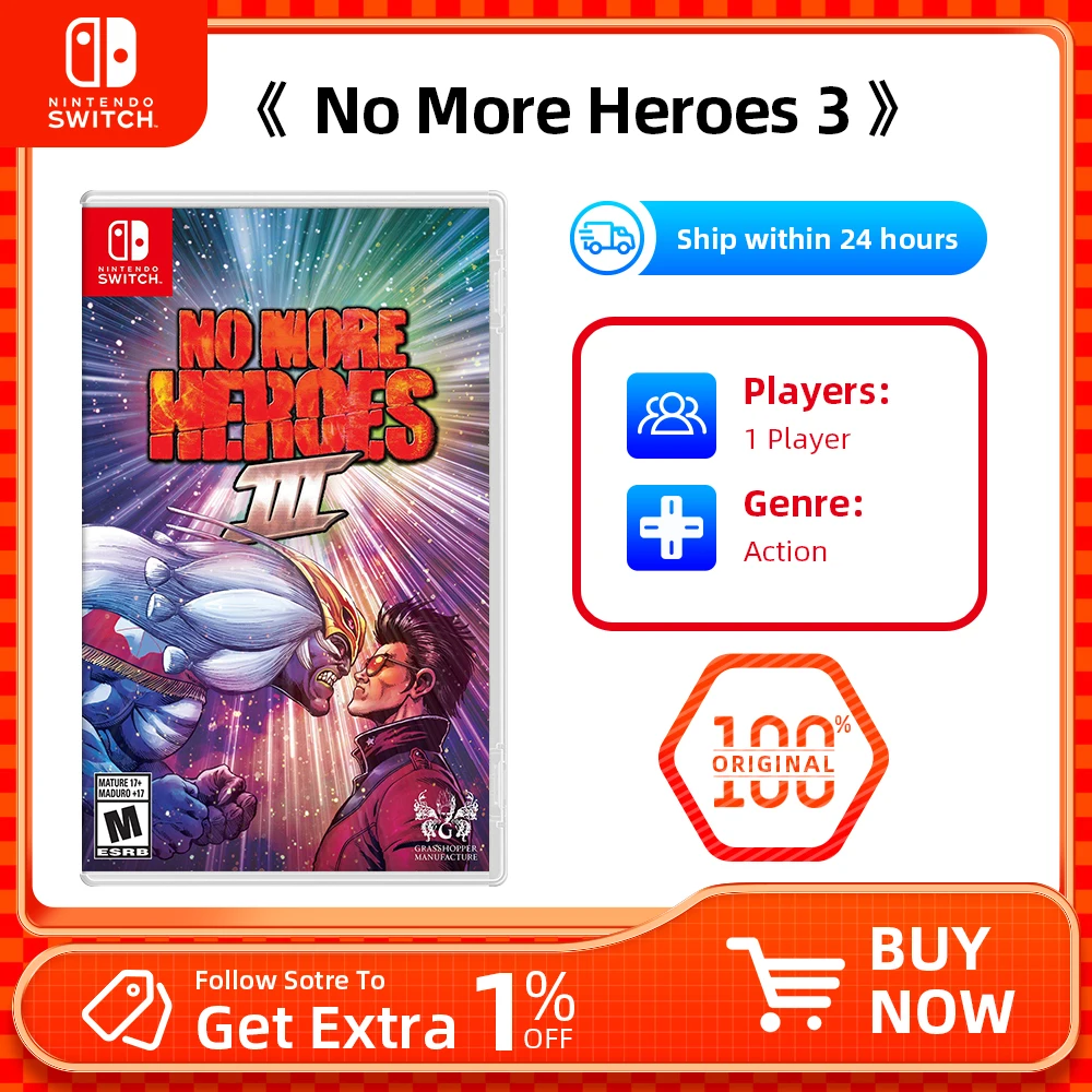 No More Heroes 3 - Nintendo Switch Game Deals Original  Game Card for Nintendo Switch Game Console