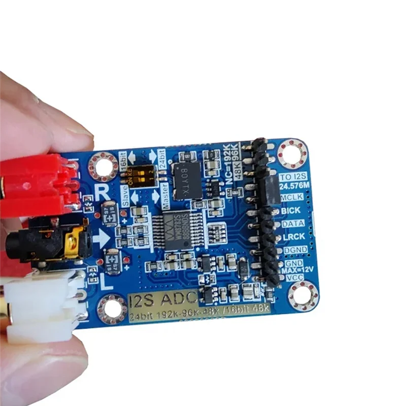 Dlhifi I2S ADC Hifi Audio Acquisition Card Module WM8782S Master Slave Mode Development Board 24BIT 192K 96K 48K Blue 1 Piece