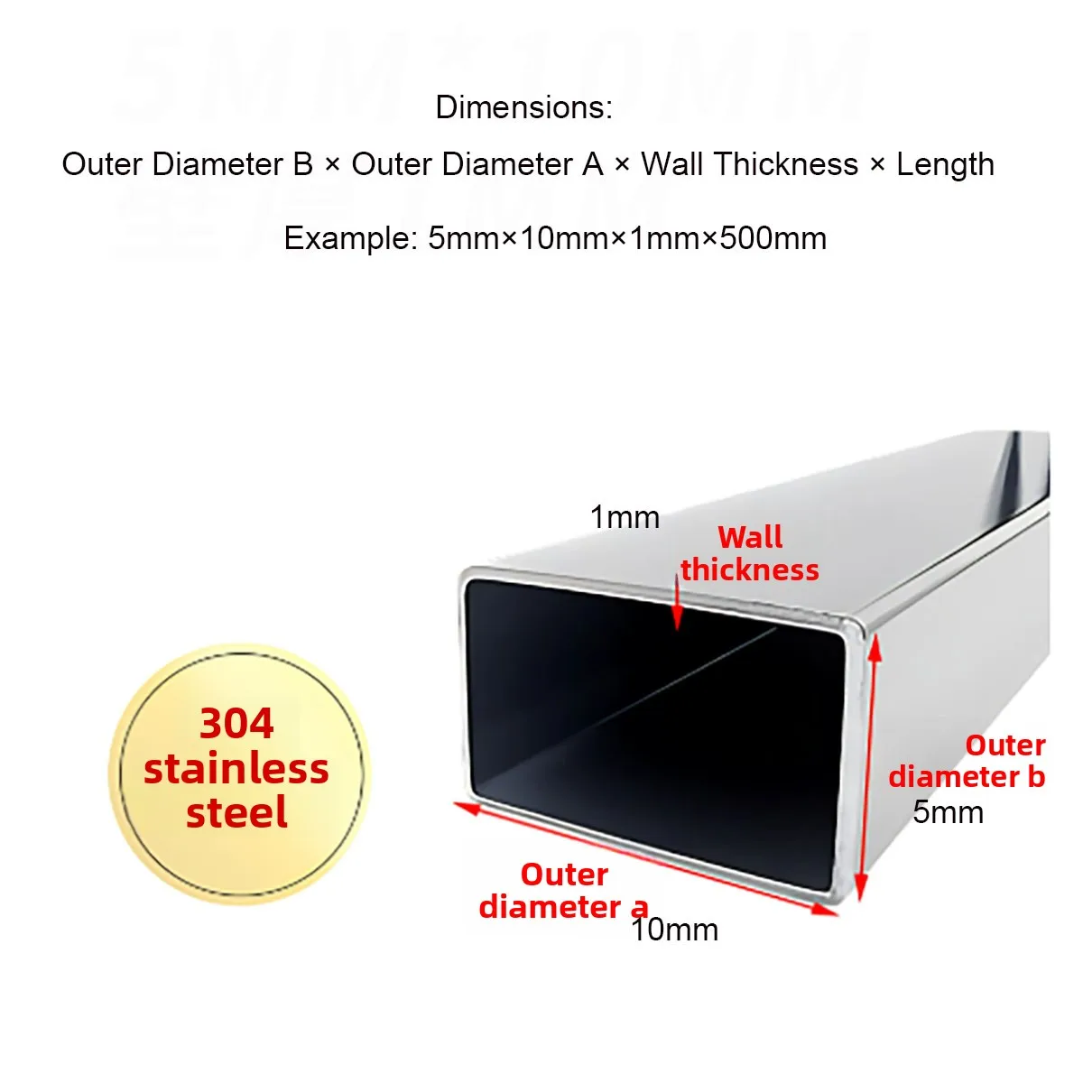 Stainless Steel Square Pipe, Polished Brushed Finish, Laser Process Custom Cutting