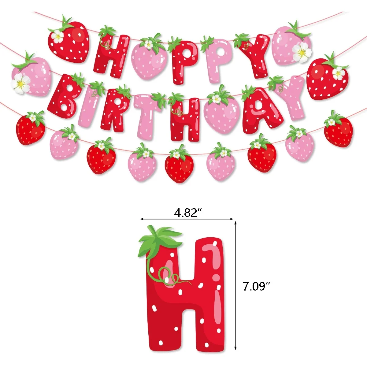 Erdbeere Alles Gute zum Geburtstag Papier Banner Erdbeere Thema Geburtstag Party Dekoration Kinder Mädchen Alles Gute zum Geburtstag Partyzubehör