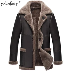 Genuine Leather Jacket Men Winter Jacket Natural Wool Fur Coat Real Sheepskin Coat for Men Bomber Jackets Plus Size 139 MY2018
