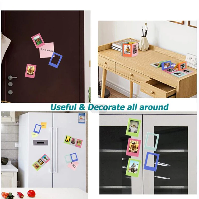 5/10Pcs 3inch Magnetic Photo Frames, Children's Growth Commemorative Photo Frames, Small Creative Magnetic Frames for Desktop Display, Home Office Decorations, Suitable for Instax Mini 12/11/Evo/40/7+/25/90/99/Se/Link2/3 Instant Photos, Suitable for Fujifilm Instax Mini Film Photo Frames