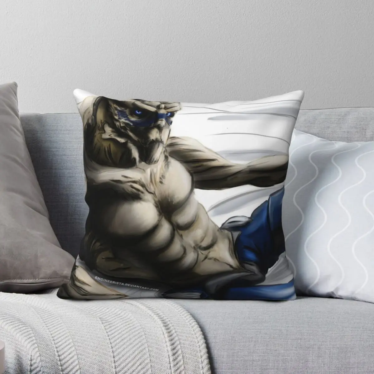 

Mass Effect Garrus Vakarian Square Pillowcase Polyester Linen Velvet Creative Zip Decor Car Cushion Cover