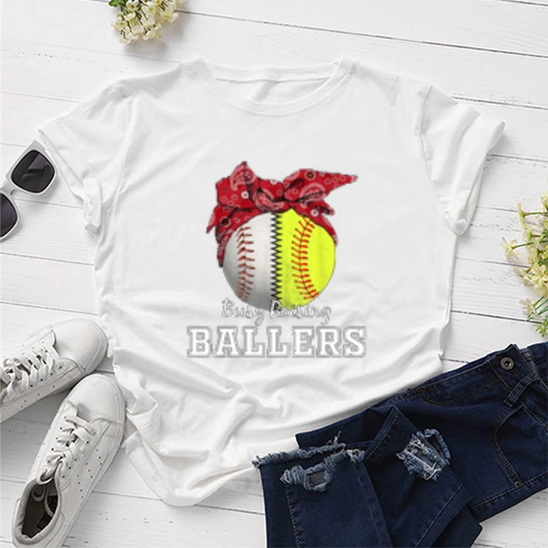 Busy Raising Ballers  Softball Mom Shirt shirts for women  graphic t shirts y2k aesthetic Mother's day gifts funny cute t-shirts