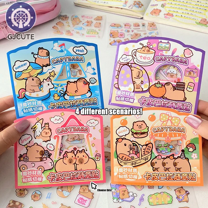 3Sheets Transparent Kawaii Anime Capybara Sticker Cartoon Waterproof Capybara DIY Handbook Decoration Children Stickers Gifts