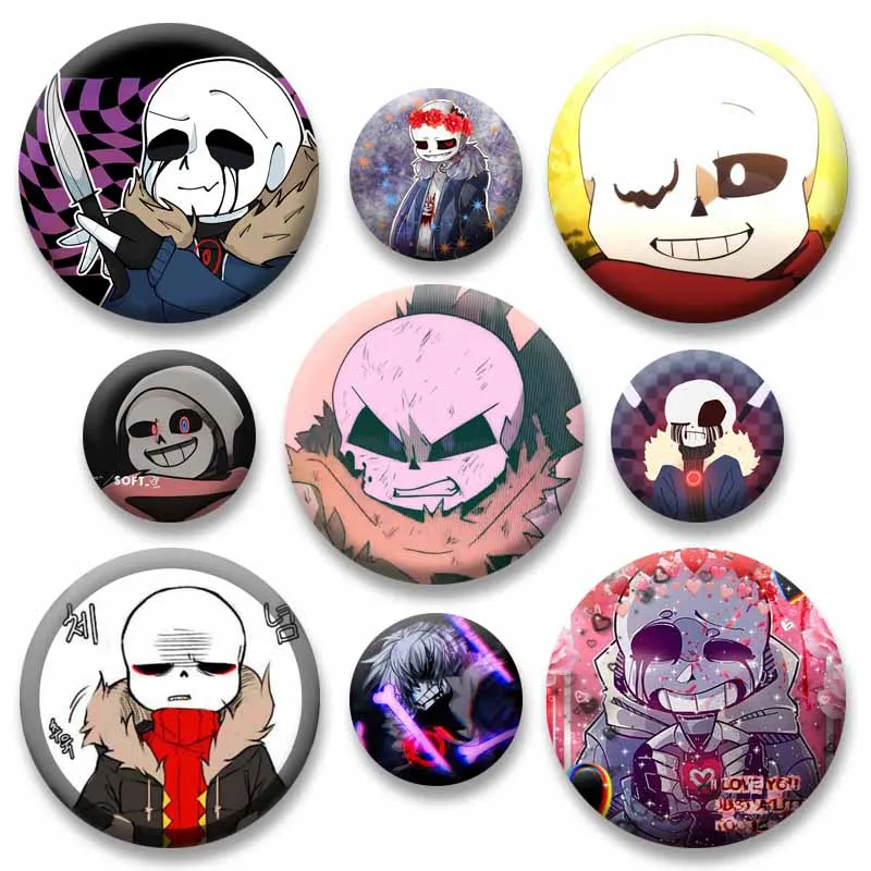 Anime Game Character Killer Sans Coin Badge Round Cartoon Button Pins Fashion Jewelry Brooch Clothes Hat Backpack Accessory Gift