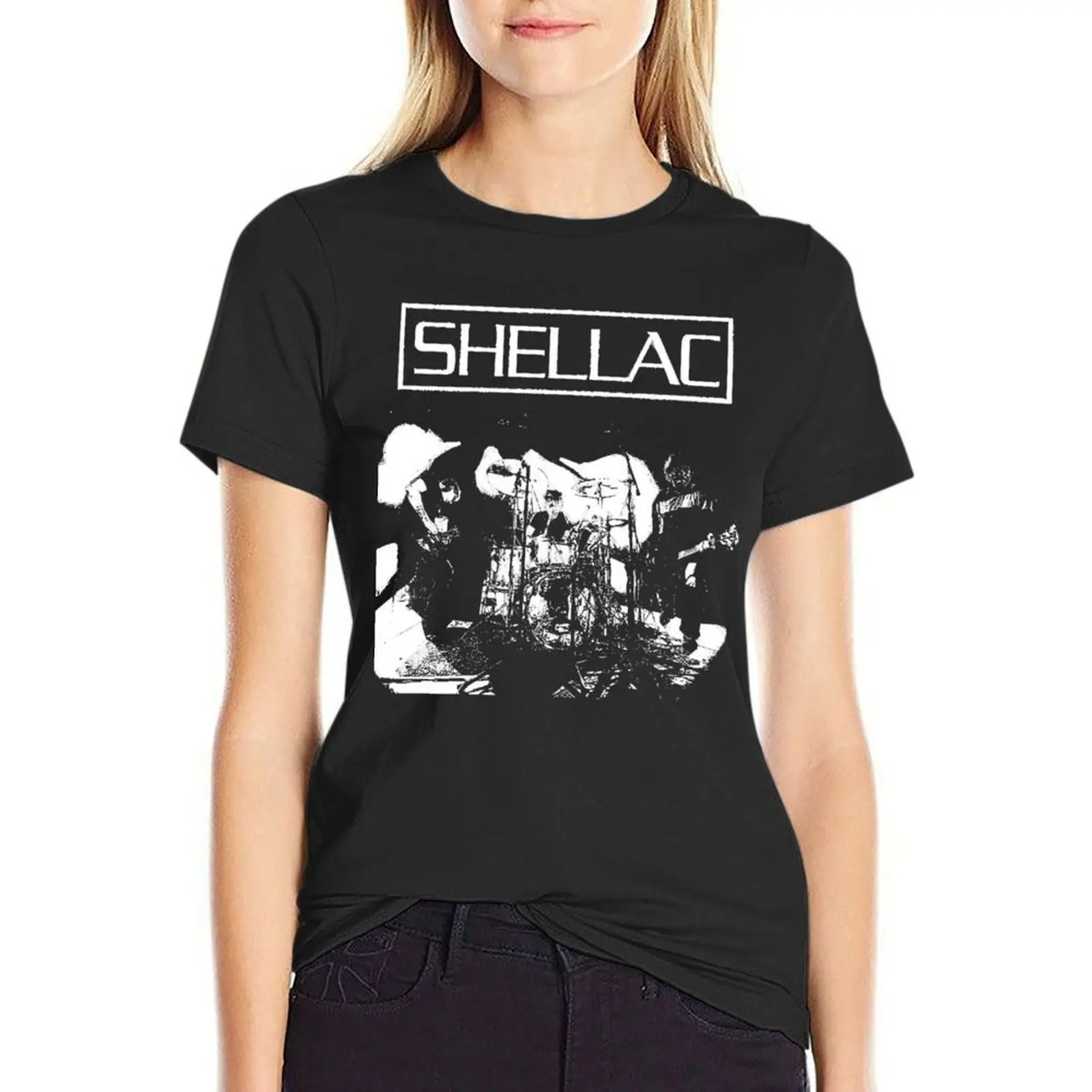

shellac band T-Shirt plain animal prinfor blanks white t shirts for Women