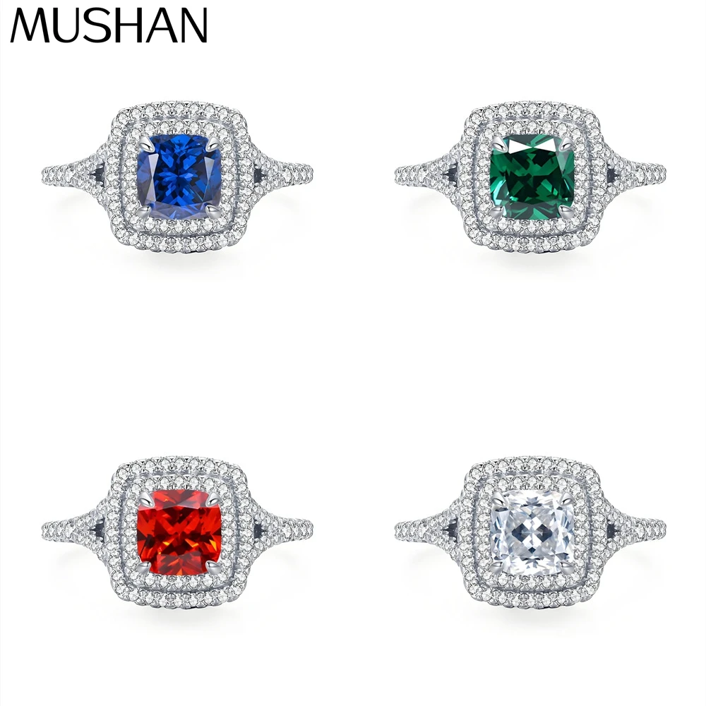 

MuShan Jewelry 925 Sterling Silver Ring Wedding Band HCD Gemstones Party Cocktail Best Friend Gift Women Rings Fine Jewelry