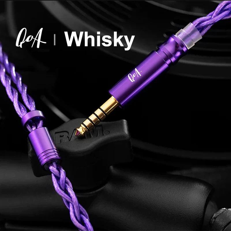 QoA WHISKY Upgrade Earphone Cable 5N OCC Alloy Copper Silver Plated 0.78mm/2Pin MMCX Connector 3.5mm+4.4mm Plug Kinera