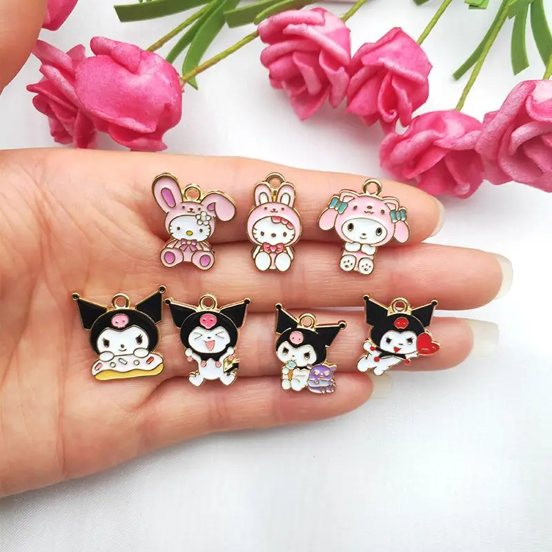 10PCS cartoon animal alloy accessories Kulomi Jewelry charm DIY handmade pendant keychain pendant